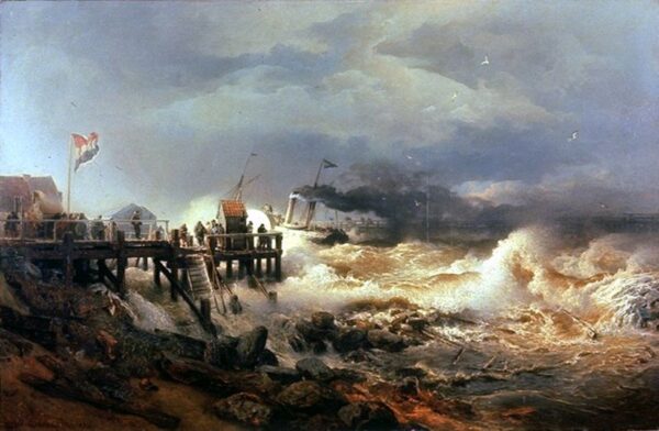 Storm at Dutch Coast by Andreas Achenbach, hand-painted oil reproduction