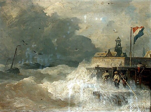 Storm at the Coast by Andreas Achenbach, hand-painted oil painting reproduction