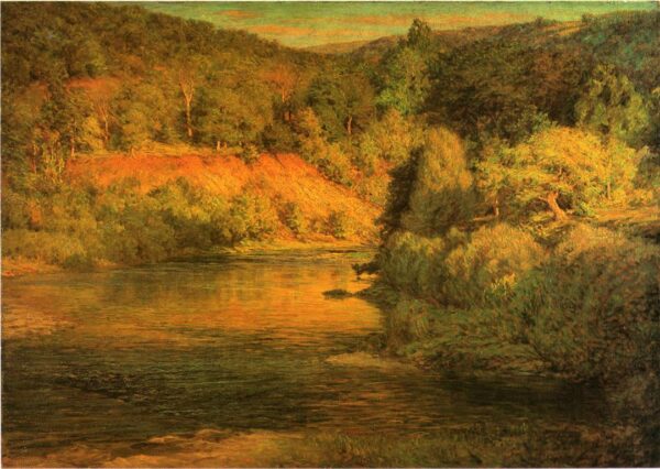 The Ebb of Day aka The Bank 1904 by John Ottis Adams, hand-painted oil reproduction