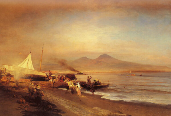 The Bay Of Naples by Oswald Achenbach, hand-painted oil painting reproduction