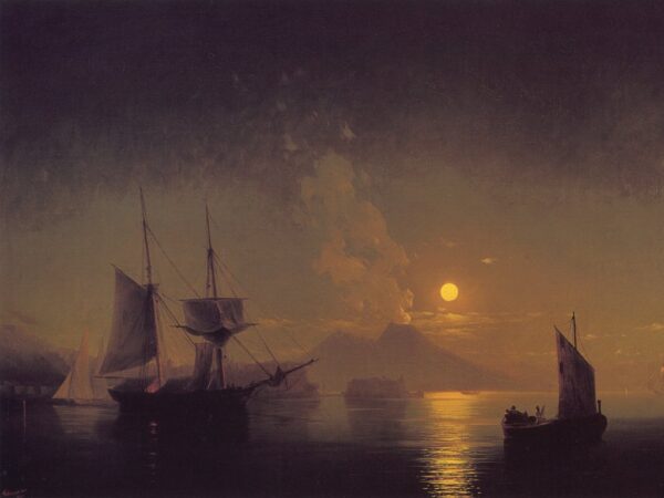 The Bay of Naples by Moonlight by Ivan Aivazovsky, hand-painted oil painting reproduction