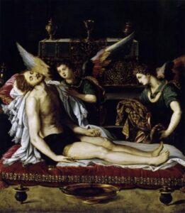 The Body of Christ with Two Angels by Alessandro Allori, hand-painted oil painting reproduction