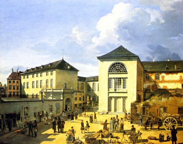 The Old Academy in Dusseldorf by Andreas Achenbach, hand-painted oil painting reproduction