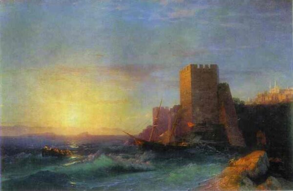 Towers On The Rock Near Bosporus by Ivan Aivazovsky, hand-painted oil painting reproduction