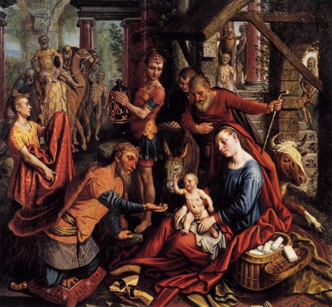 Triptych with the Adoration of the Magi by Pieter Aertsen, hand-painted oil reproduction