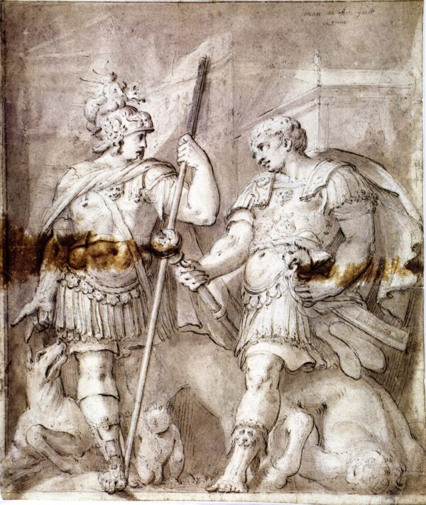 Two Warriors by Hans von Aachen, hand-painted oil painting reproduction