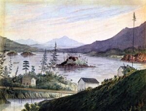 Upper Cacades Looking Up Columbia River by James Madison Alden, hand-painted oil painting reproduction