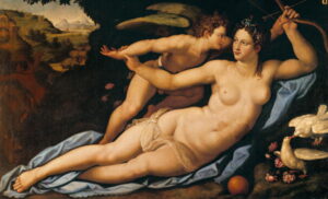 Venus and Cupid by Alessandro Allori, hand-painted oil painting reproduction