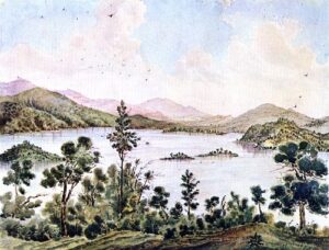 View from Foot of Mt Conoktai near Clear Lake California by James Madison Alden, hand-painted oil painting reproduction
