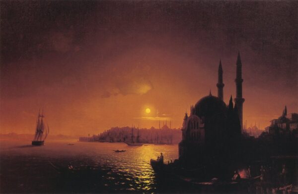 View of Constantinople by Moonlight by Ivan Aivazovsky, hand-painted oil painting reproduction