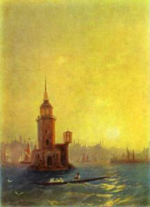 View of the Leander Tower in Constantinople by Ivan Aivazovsky, hand-painted oil painting reproduction