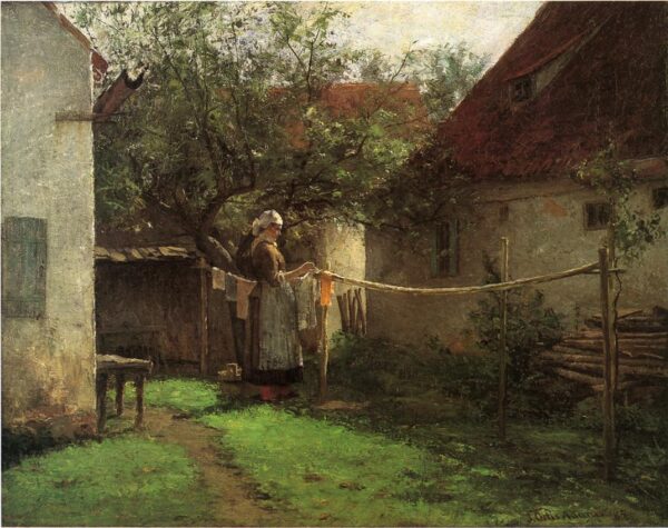 Wash-Day-Bavaria-1885 by John Ottis Adams, hand-painted oil painting reproduction