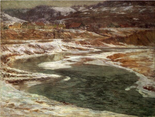 Winter-Brookville-1900 by John Ottis Adams, hand-painted oil painting reproduction