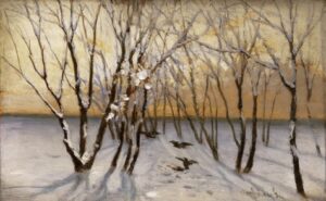 Winter Landscape by Gyula Aggházy, hand-painted oil painting reproduction