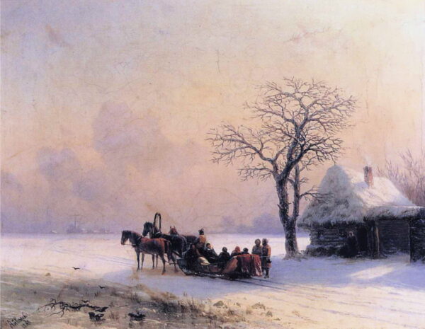 Winter Scene in Little Russia by Ivan Aivazovsky, hand-painted oil painting reproduction