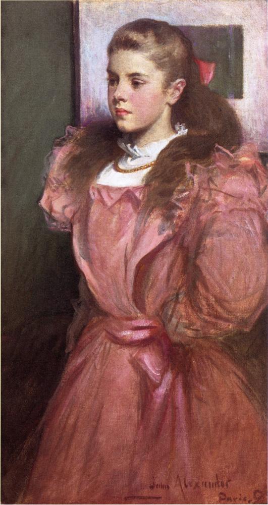 Young Girl in Rose by John White Alexander, hand-painted oil reproduction