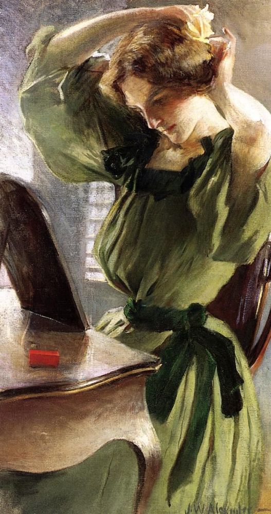 Young Woman Arranging Her Hair by John White Alexander, hand-painted oil reproduction