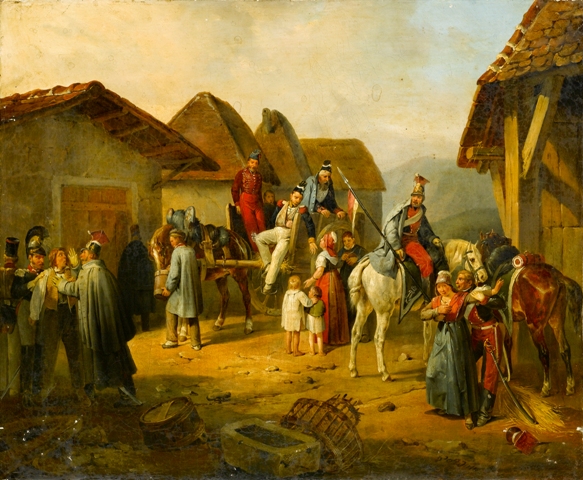 Soldiers Resting by Albrecht Adam, hand-painted oil reproduction