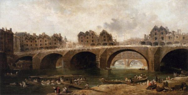 Demolition of the Houses on the Pont Notre-Dame in 1786 by Hubert Robert, hand-painted oil painting reproduction