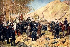 Capture of Imam Shamil by Russian Troops in 1859 by Franz Roubaud, hand-painted oil painting reproduction