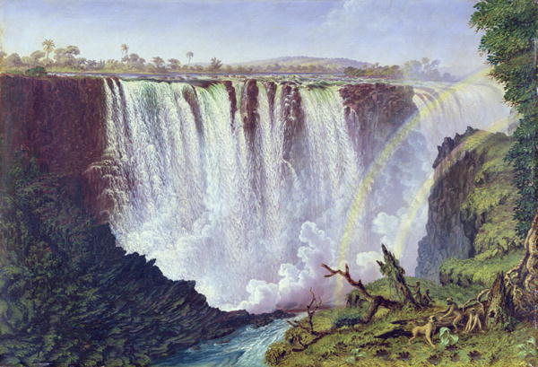 The Great Western Fall Victoria Falls 1862 by Thomas Baines, hand-painted oil reproduction