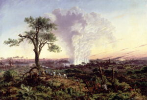 Victoria Falls at Sunrise with The Smoke or Spraycloud 1863 by Thomas Baines, hand-painted oil painting reproduction