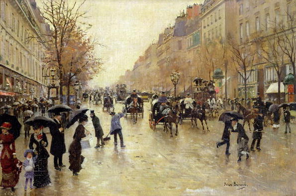 Boulevard Poissonniere in the Rain 1885 by Jean Béraud, hand-painted oil reproduction