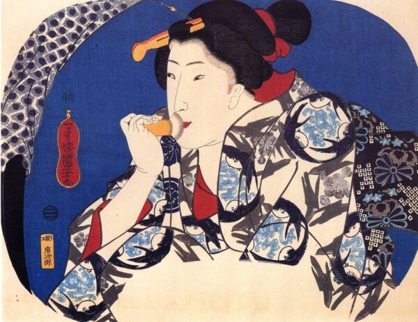 A Beauty with a Face Brush by Utagawa Kuniyoshi, hand-painted oil painting reproduction