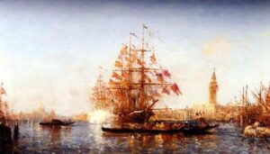 A Blast from the Cannon by Félix Ziem, hand-painted oil painting reproduction