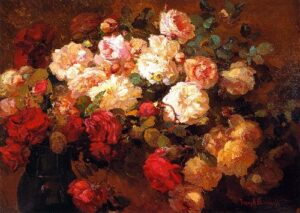 A Bouquet of Roses b by Franz Bischoff, hand-painted oil painting reproduction
