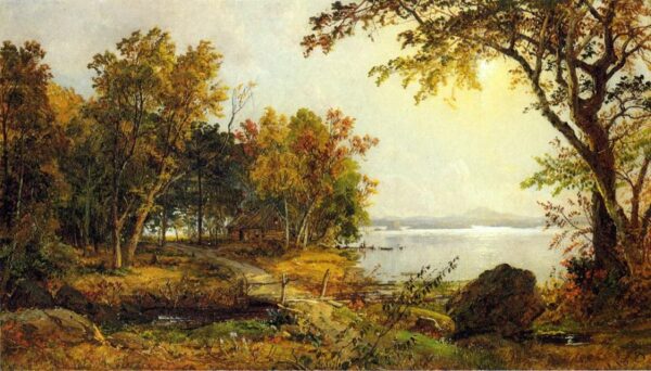 A Cabin on Greenwood Lake by Jasper Francis Cropsey, hand-painted oil painting reproduction