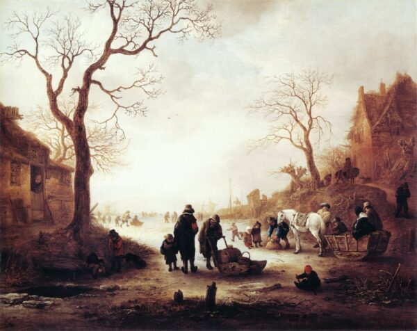 A Canal in Winter by Isaack van Ostade, hand-painted oil painting reproduction