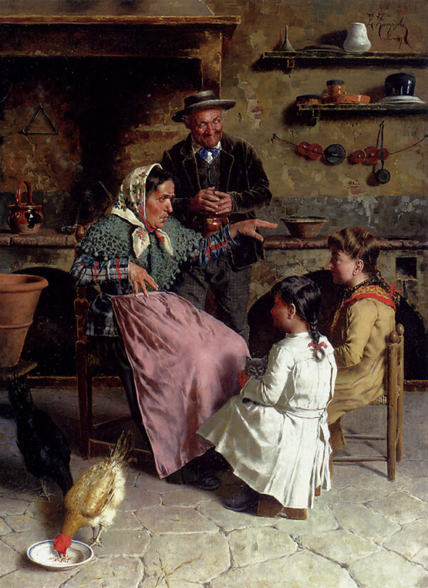 A Captive Audience by Eugenio Zampighi, hand-painted oil painting reproduction