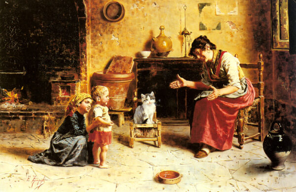 A Child’s First Step by Eugenio Zampighi, hand-painted oil painting reproduction