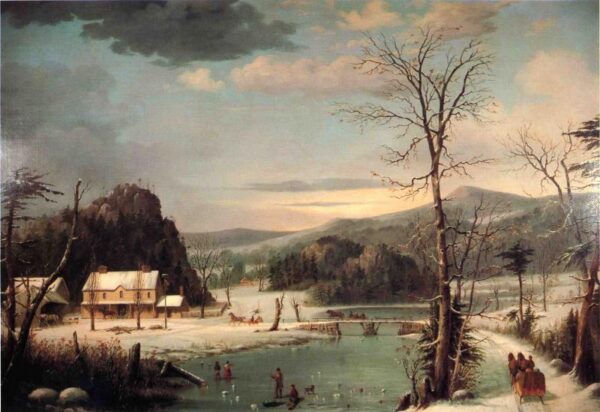 A Christmas Party by George Henry Durrie, hand-painted oil painting reproduction