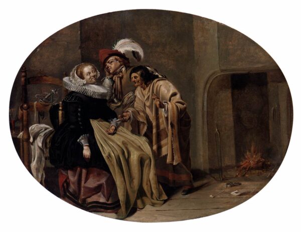 A Couple in an Interior with a Gypsy Fortune-Teller by Jacob Duck, hand-painted oil painting reproduction