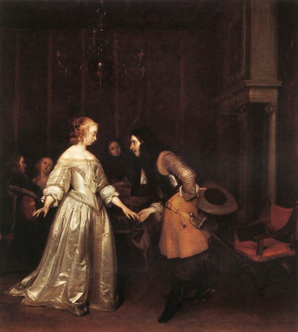 A Dancing Couple by Gerard ter Borch, hand-painted oil painting reproduction