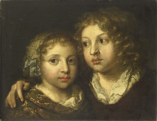 A Daughter and Son by Caspar Netscher, hand-painted oil painting reproduction
