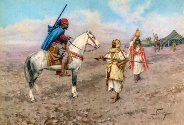 A Desert Camp by Giulio Rosati, hand-painted oil painting reproduction
