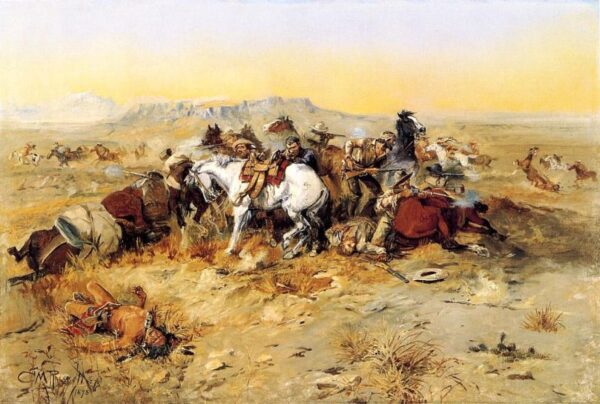 A Desperate Stand by Charles Marion Russell, hand-painted oil painting reproduction