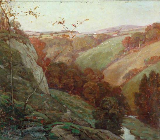 A Devon Valley by Benjamin Haughton, hand-painted oil reproduction