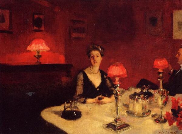 A Dinner Table at Night by John Singer Sargent, hand-painted oil painting reproduction
