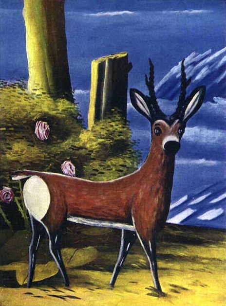 A Doe Against Landscape by Niko Pirosmani, hand-painted oil reproduction