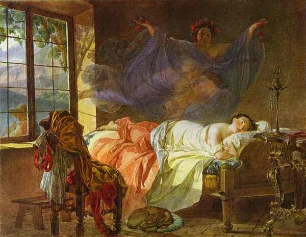 A Dream of a Girl Before a Sunrise by Karl Briullov, hand-painted oil painting reproduction