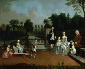 A Family Group on a Terrace in a Garden 1749 by Arthur William Devis, hand-painted oil painting reproduction