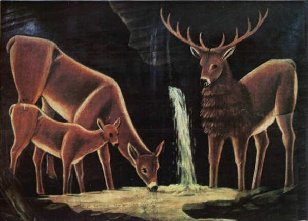 A Family Of Deer by Niko Pirosmani, hand-painted oil painting reproduction