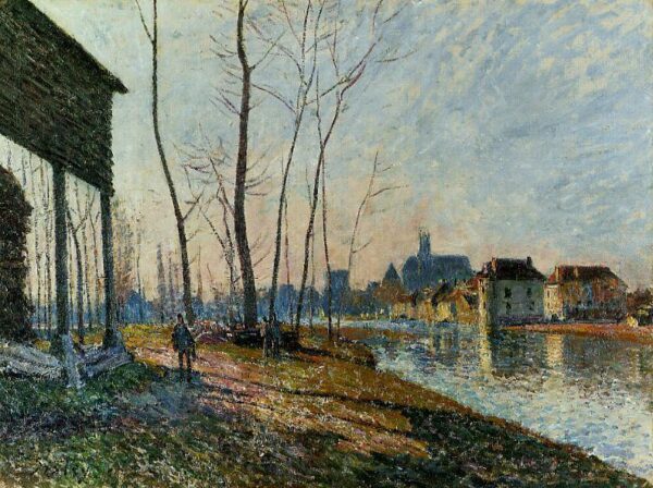 A February Morning at Moret-sur-Loing by Alfred Sisley, hand-painted oil painting reproduction