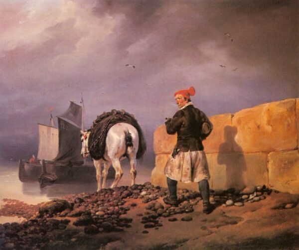 A Fisherman Setting Out by Horace Vernet, hand-painted oil painting reproduction