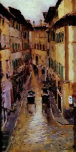 A Florence Street in the Rain by Konstantin Korovin, hand-painted oil painting reproduction