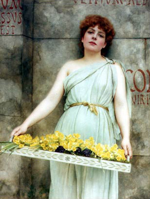 A Flower Seller by John William Godward, hand-painted oil reproduction